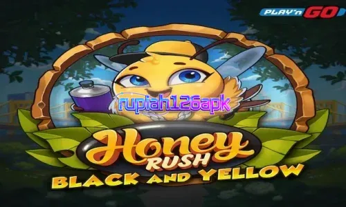 Tampilan visual slot Honey Rush Black and Yellow dengan tema neon kota